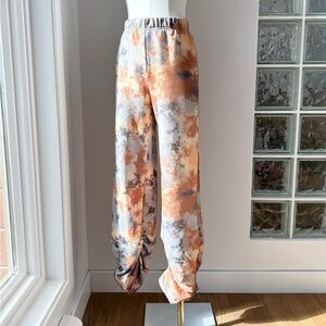 SHEIN Boho Ruched Hem Tie-Dye Knit Pants S